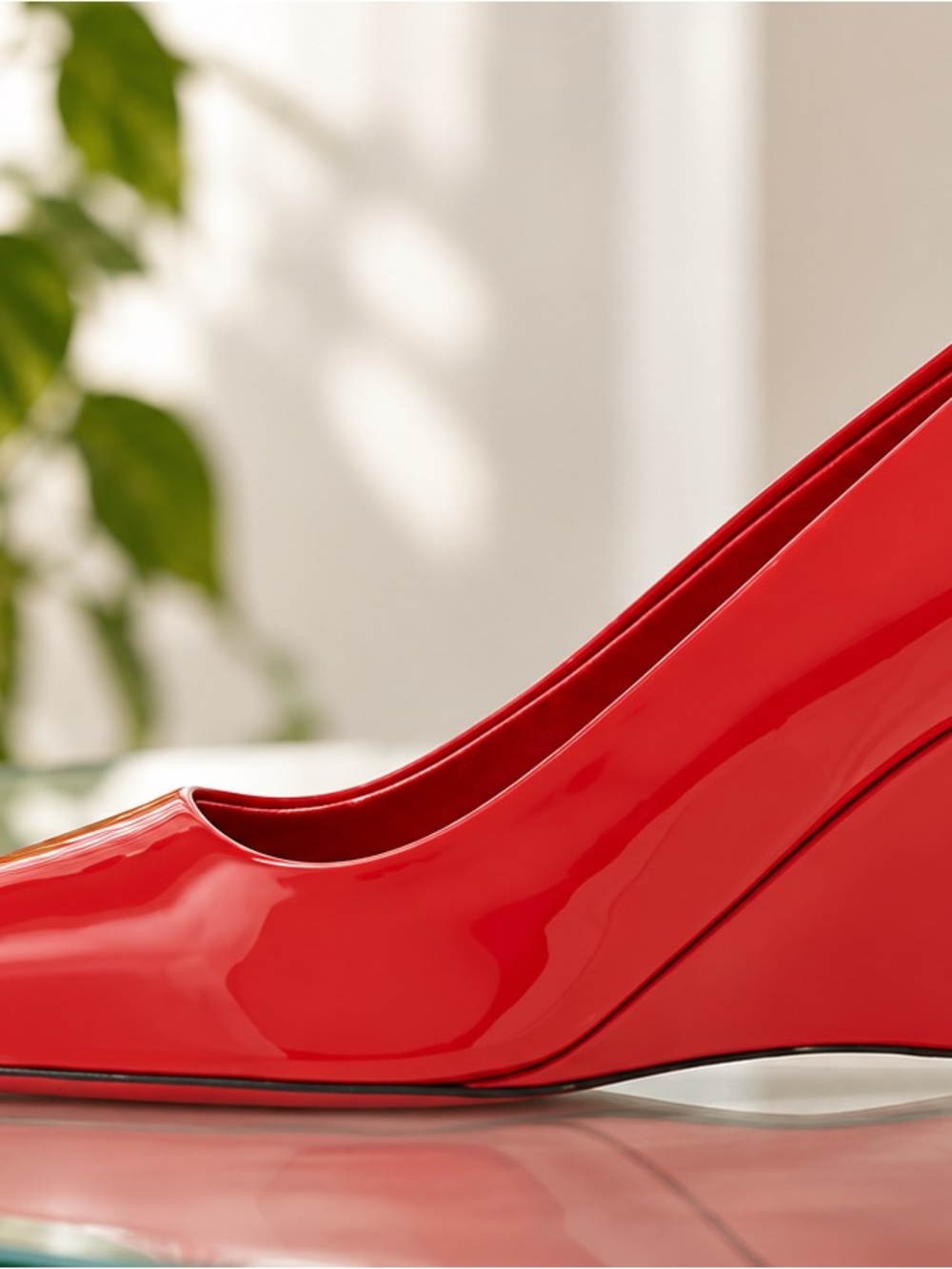 Salvatore Ferragamo Red Patent Wedge Pump